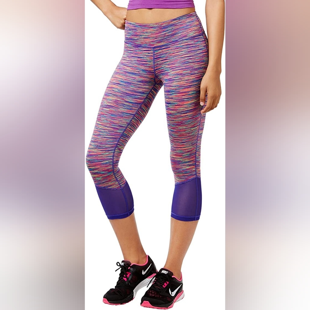 Ideology Women's Space-Dyed Capri Leggings, Size Medium